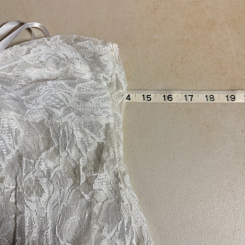 Vintage 90s Lace Lingerie Camisole Pajama Top Belle Amie USA Ivory Size L - Picture 7 of 9